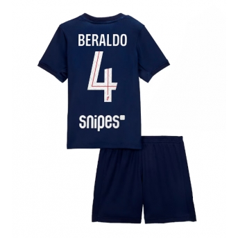 Billige Fotballdrakt Paris Saint-Germain Lucas Beraldo #4 Replika Hjemmedraktsett Barn 2025-26 Kortermet (med bukser)